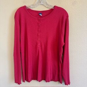 Old Navy Women's‎ Ribbed Long Sleeve Shirt Berry Pink Size 2X